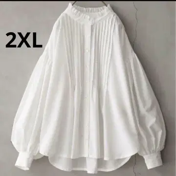 소말리아 이매지네이션 볼륨 소매 핀턱 블라우스 빅 사이즈 화이트 2XL