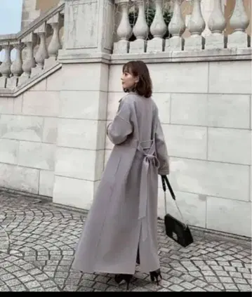 더블 페이스 롱 가운 코트 그레이지