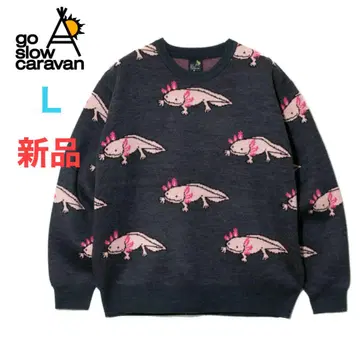 고슬로우 캐러밴 우파루파 펄 올 패턴 자카드 니트 스웨터