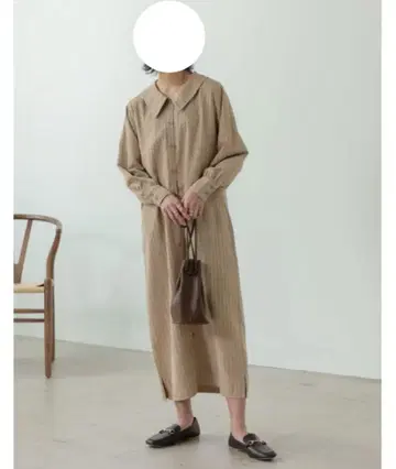 택 포함, 미사용 새상품! 스트라이프 퓨리탄 칼라 원피스, 셔츠 원피스