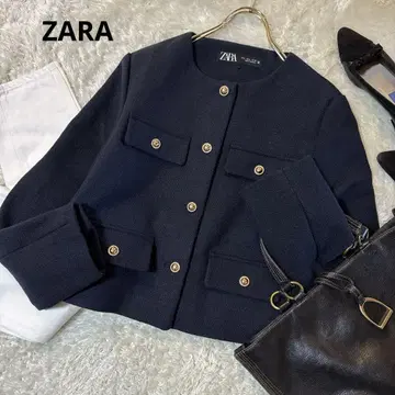 컨디션 최상*완판템 ZARA 자라 플랩 크롭 자켓 네이비 M