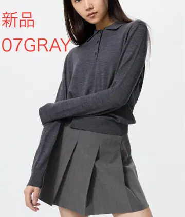 [ 새상품 ] 메리노 폴로 스웨터 GRAY L 사이즈 유니클로