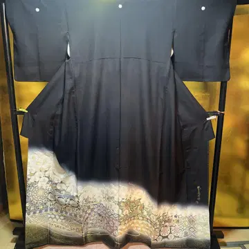 전통 예복 기모노 블랙 전통 예복 기모노 순수 실크