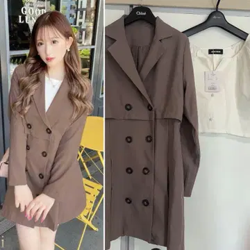 cheri mi 트렌치풍 미니 원피스 코트 자켓