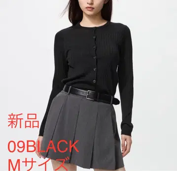 [새상품] 메리노 리브 크루넥 숏 가디건 BLACK M 유니클로