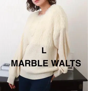 새상품 복슬복슬 샤기 절개 니트 L 화이트 MARBLE WALTZ