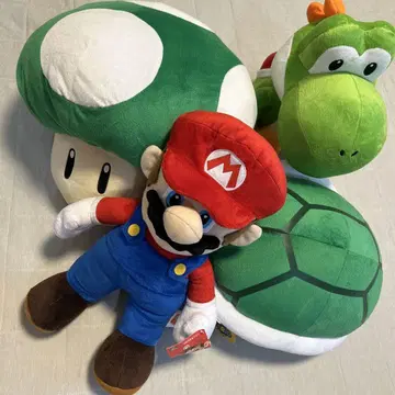 새상품! 슈퍼 마리오 특대형 마리오, 요시, 버섯, 껍질 봉제 인형 세트
