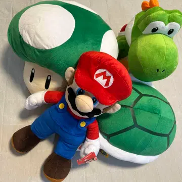 새상품! 슈퍼 마리오 특대형 마리오, 요시, 버섯, 껍질 봉제 인형 세트