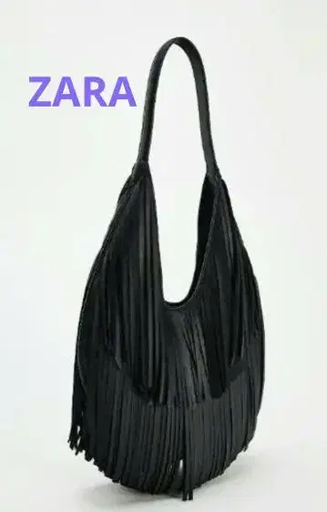 [ 미사용 ] ZARA 프린지 토트백 숄더백 블랙