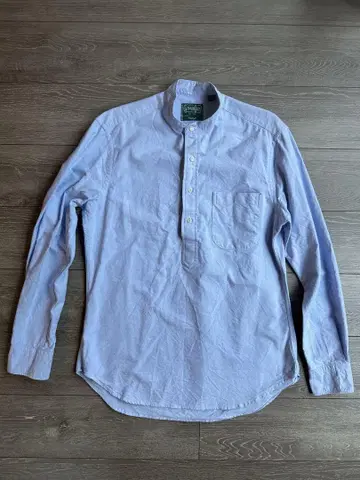Gitman Vintage 밴드 카라 풀오버 셔츠 라이트 블루