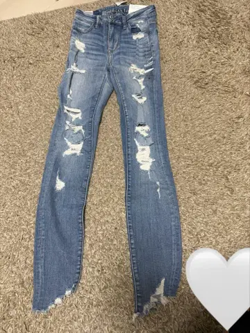 택 포함 미사용 새상품 American Eagle 스키니 데님 0