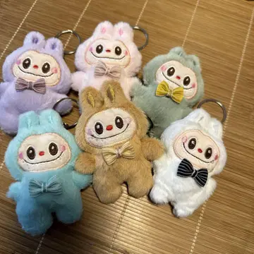 봉제 인형풍 캐릭터 키링 6개 세트