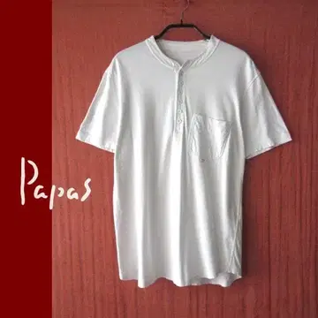 새상품급 Papas/파파스 헨리넥 코튼 T셔츠 S