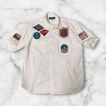 M773 AVIREX TOP GUN 밀리터리 반팔 셔츠 아메카지 와펜