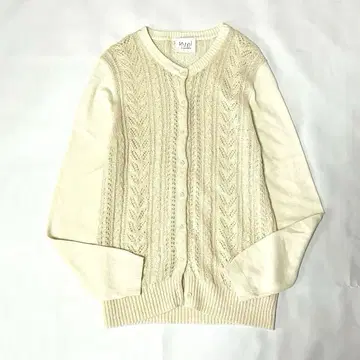 yuni 레이스 니트 크루넥 가디건 크림색