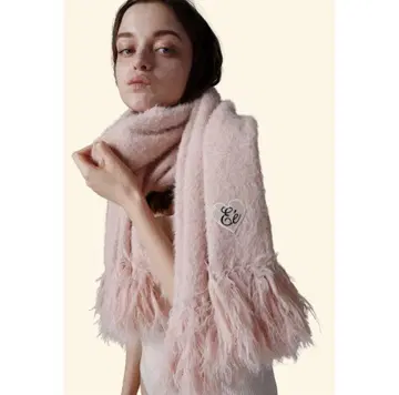 epine mohair fringe 머플러 핑크 화이트
