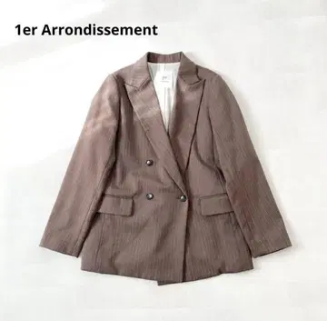 프리미어 아롱디스망 테일러드 자켓 브라운 스트라이프