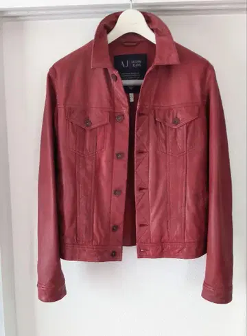 ARMANI 천연 가죽 빨간색 가죽 G 가죽 자켓