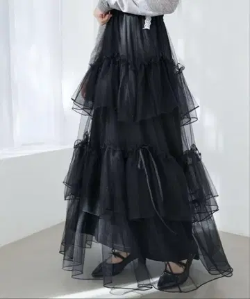 MAJESTIC LEGON 튤 개더 티어드 스커트