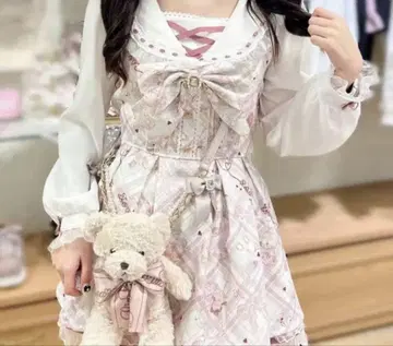 리즈리사 LIZLISA Sewing Bear 패턴 셋업 원피스