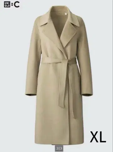 UNIQLO C 더블 페이스 랩 코트 베이지 XL