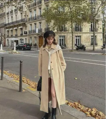 [ eaphi ] wave design shaggy long coat