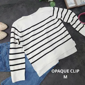 OPAQUE CLIP 긴팔 니트/티셔츠 ( M ) 화이트/블랙/보더