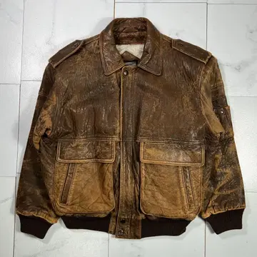 빈티지 페이드 짧은 기장 가죽 자켓 A-2형 양가죽 라이너 포함