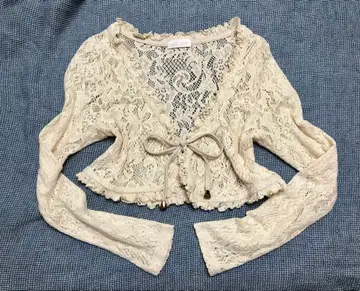 LIZLISA 총 레이스 프릴 볼레로 리본 가디건 y2k 롤리 공주