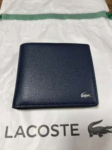 LACOSTE 네이비 이단 접이식 지갑