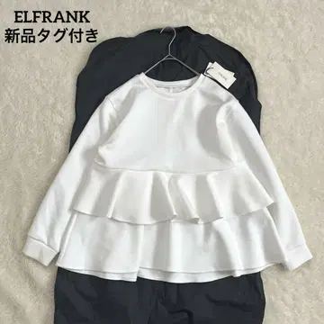[ 미사용 새상품 ] ELFRANK 종이상자 니트 페플럼 풀오버 화이트