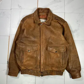 80s 빈티지 가죽 자켓 짧은 기장 A-2형 브라운 M