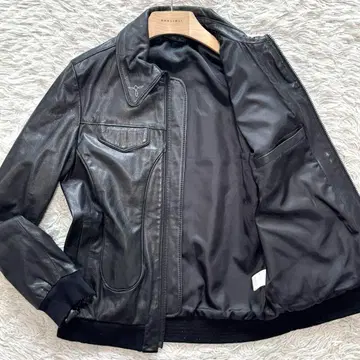 새상품급 레트로 그레이 자수 스티치 가죽 자켓 카우 가죽 L 사이즈