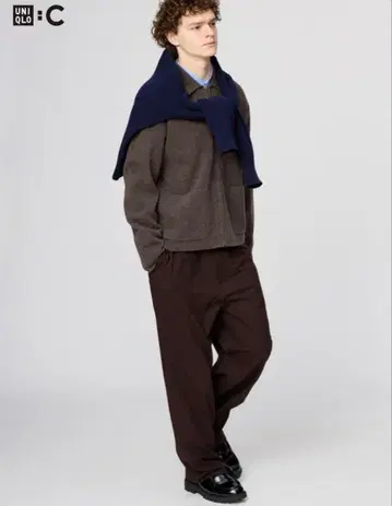UNIQLO C 이지 와이드 테이퍼드 팬츠 다크 브라운 S