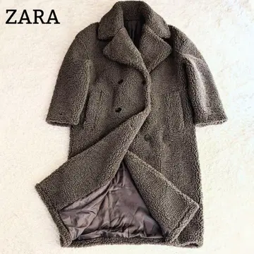 ZARA 엑스트라 롱 페이크 보아 코트 테디베어 더블 S 그레이