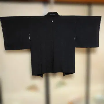 귀신 주름 크레이프 원단 겉옷 순수 실크 블랙 하나 문양 미착용