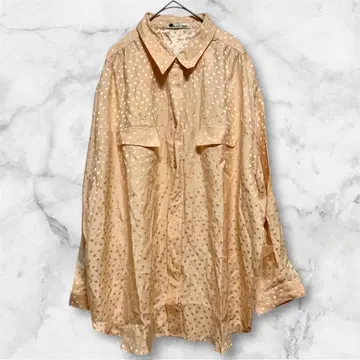 chint fleur 긴팔 셔츠 브라운 도트 무늬 옅은 핑크
