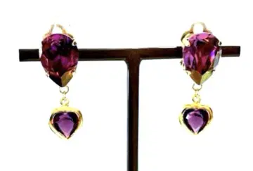 [ 미사용 새상품 ] 빈티지 스와로브스키 귀찌 퍼플