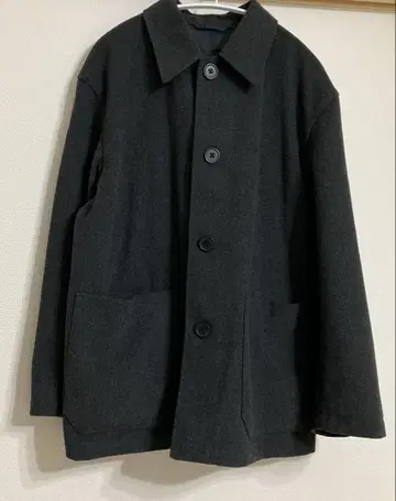 UNIQLOU 울 블렌드 셔츠 자켓 다크 그레이 남성용 S 고품질