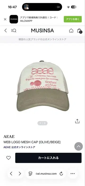 aeae WEB LOGO MESH CAP [OLIVE/BEIGE]