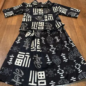 빈티지 원단 리메이크 부드러운 네이비 나염 그림 무늬 셋업
