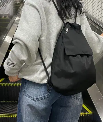 블랙 드로우 스트링 백팩 냅색