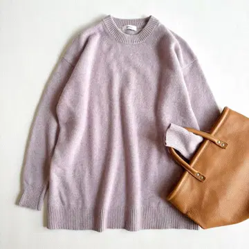 쉽스*퍼리 니트 크루넥 와이드 니트 너구리 라벤더