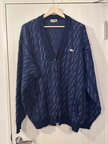 70s Lacoste 케이블 짜임 가디건 네이비