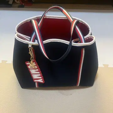 TOMMY 네이비 스트라이프 토트백