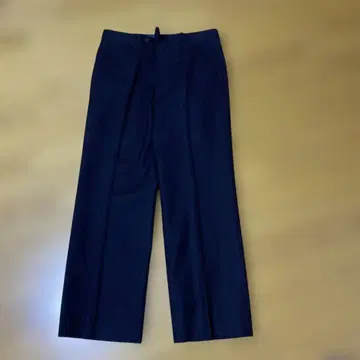 네이비 와이드 팬츠 앞 포켓 부착