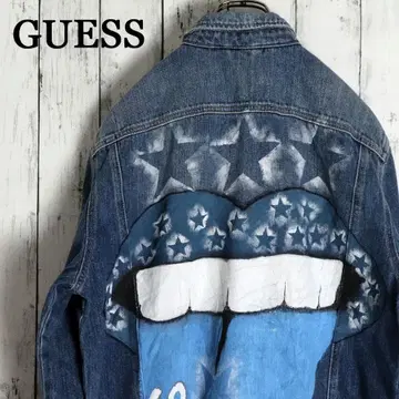 초레어! GUESS 게스 청바지 백 핸드 페인트 엠보싱 로고 G