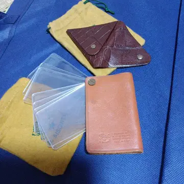 IL BISONTE 오렌지 가죽 카드 케이스 코인 케이스