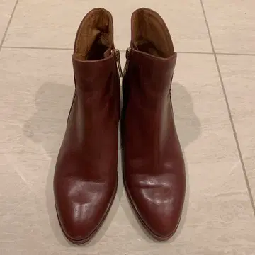 버건디 가죽 웨지 힐 부츠