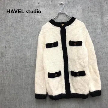 택 포함 새상품급 HAVEL studio 모헤어 블렌드 니트 자켓 38